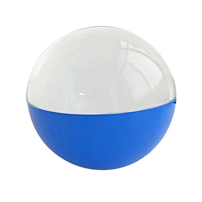 Blue upload-your-own-media ornament that plays personalized videos through a dome-style display.